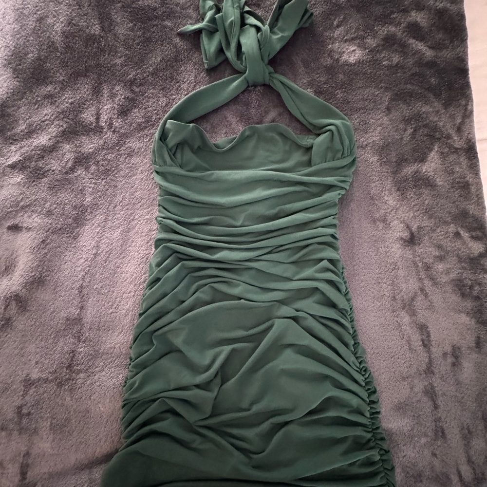 Elegant Green Halter Dress